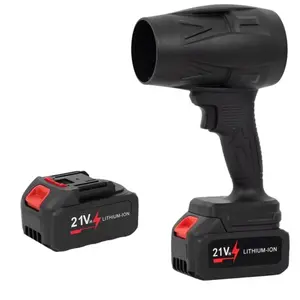 Turbo Air Jet Blower 21V Lithium-Ion (2 Pack Battery Powered) Cordless Leaf Blower for Car Drying Dust Snow Removal Lightweight Compact Tool, Garage Cleaning, Outdoor Tools, Electric Blower, Portable Power Cleaner