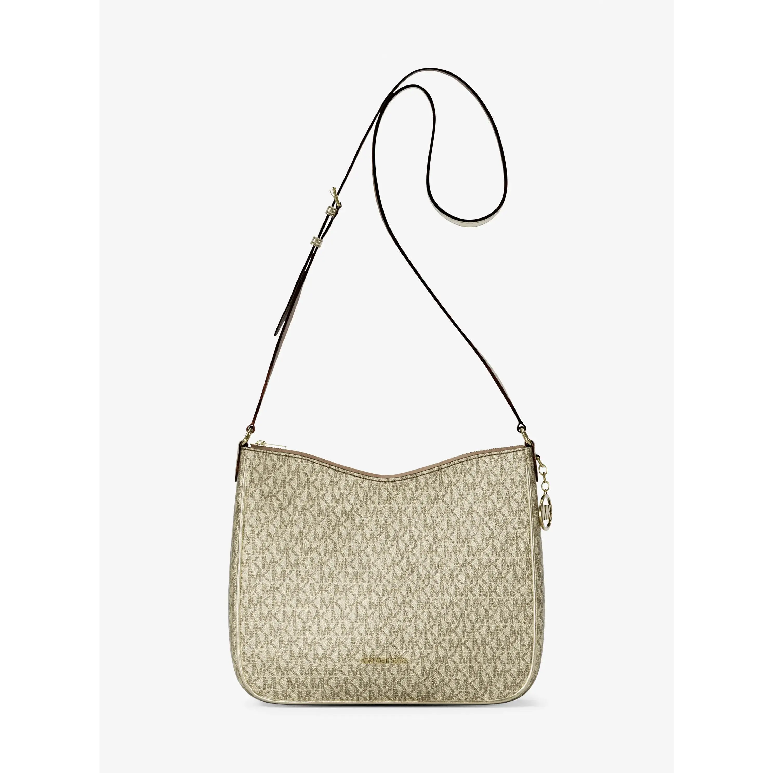 Nayla Medium Metallic Signature Logo Messenger Bag