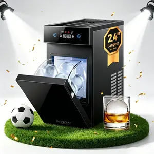 【SummerVibes】ecozy 2.4" Clear Ice Ball Maker Countertop with CrystalFlux Technology, Minimal Footprint Sphere Ice Maker with 8H Timer, 1 pcs in 40 Mins, 32 pcs/Day, Self-Cleaning for Home Bar Whiskey & Bourbon