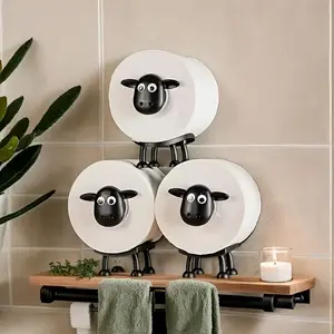 Creative Resin Sheep Napkin Holder, Sheep Bathroom Tissue Rack, Decorative Paper Sheep Material for Round Roll Tissues, Bathroom Decorations
