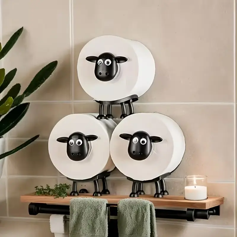 Creative Resin Sheep Napkin Holder, Sheep Bathroom Tissue Rack, Decorative Paper Sheep Material for Round Roll Tissues, Bathroom Decorations, Bathroom Decoration Accessories, Bathroom Supplies