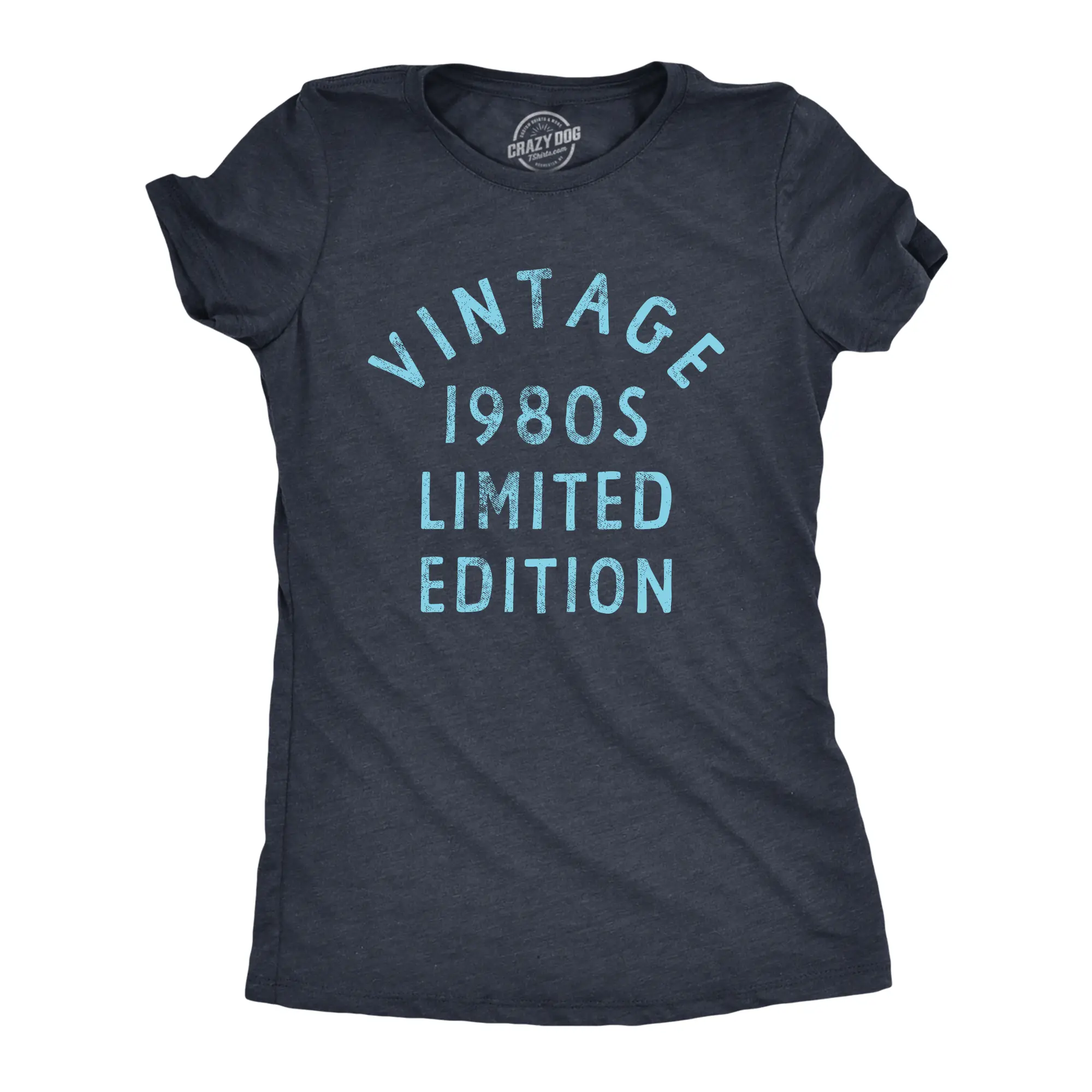 Womens Vintage 1980s Limited Edition T Shirt Funny Cool 1980 Theme Classic Tee for Ladies Funny Womens T Shirts Cute Vintage Fashion Casual Ladies T-Shirt Gift Funny Vintage Top Women's Novelty Tees Navy