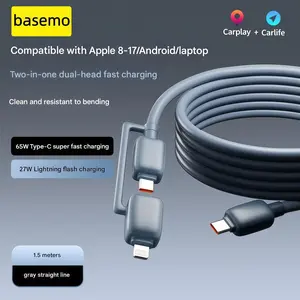 basemo Charge all your devices with just one cable! 240W Super Fast Charging 2-in-1 cable for iPhone 17 Pro Max, 16 Pro, Samsung, Huawei, and laptops. Durable and tangle-free. #240wfastcharging #2in1chargingcable #musthavetech #tiktokmademebuyit