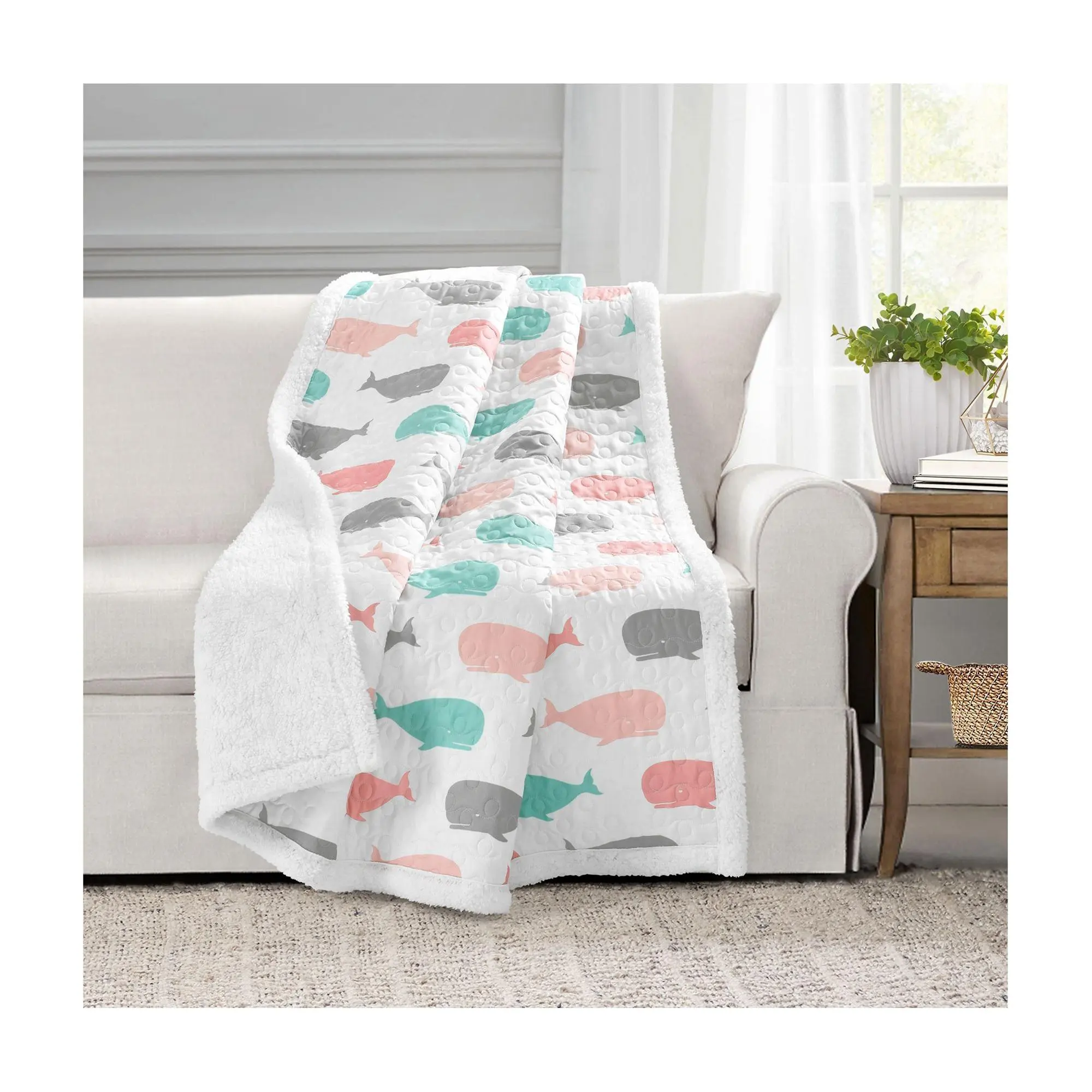 Lush Decor Whale Sherpa Throw 50x60