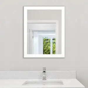 Rectangular Wall Mirror White Bathroom Mirror 16" x 20" Wall Mirror for Entryway, Bedroom, Living Room Decor