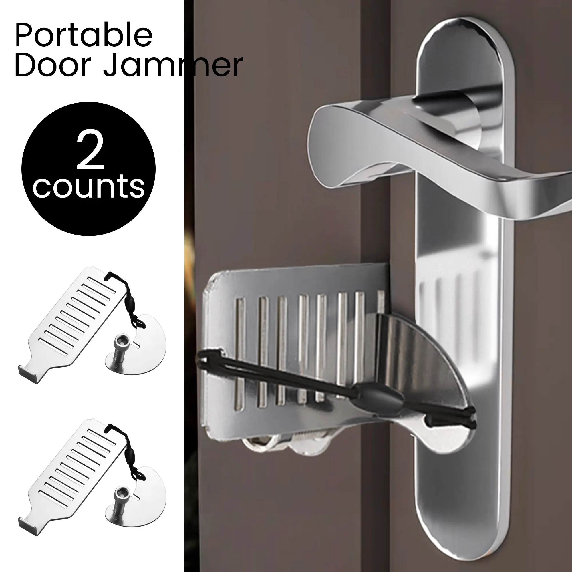 2 Counts of Improved Portable Door Lock, Travel Security Device for Hotels, Apartments | Portable Door Jammer for Travel