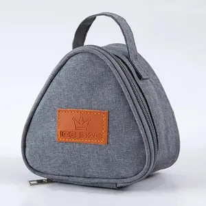 Mini Triangle Lunch Bag, Oxford Cloth Insulated Bento Box with Handle, Cute Portable Snack Bag, Handmade Breakfast Thermal Tote