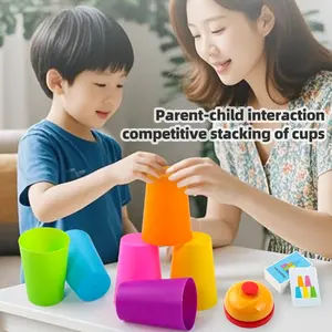 Kids Speed Stacking Cups Game - Parent-Child Interactive Brain Training Toy with Bell & Cards,Ideal Gift for Halloween Christmas Thanksgiving Back-To-School Spring Easter Ramadan New Year Birthday Present