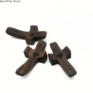 Handcrafted Wooden Cross Decor - Small Rustic Standing Cross Design for Desk, Shelf, Spiritual Religious Gift for Home Blessing