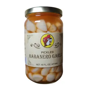 Buc-ee's 16oz Jar of Habanero Pickled Garlic- Popular Spicy Pickled Vegetable Snack of Fresh Marinated Garlic Cloves, Salty and Vinegar Brined Foods
