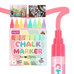 6mm Tip 8-Color Jumbo Liquid Chalk Marker Pens for Car Glass & Window - Washable, 3-in-1 Nib for Wide Bold & Thin Lines - Perfect for Artists, Coloring, & Illustration - Non-Toxic, Eco-Friendly Ink
