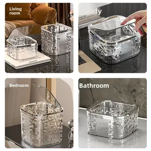 Chic Press Top Waste Bin with Glacier Pattern, Simple Operation, Easy Maintenance, Stylish Design for Home Office & Bedroom