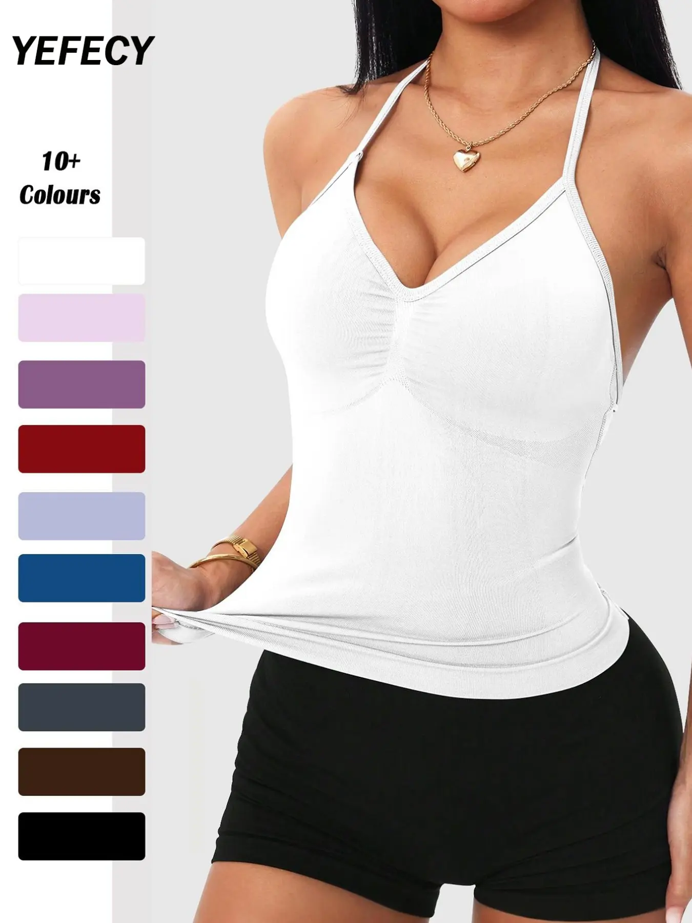 Women's Sporty Fitted Tank Top, Strapless Backless Sports Activewear Yoga Vest, Yoga Workout Vest, Detachable Pads, High Stretch Seamless Fitness Shirt, Athletic Tops, Ideal for Gym, Running, Yoga, Casual Wear