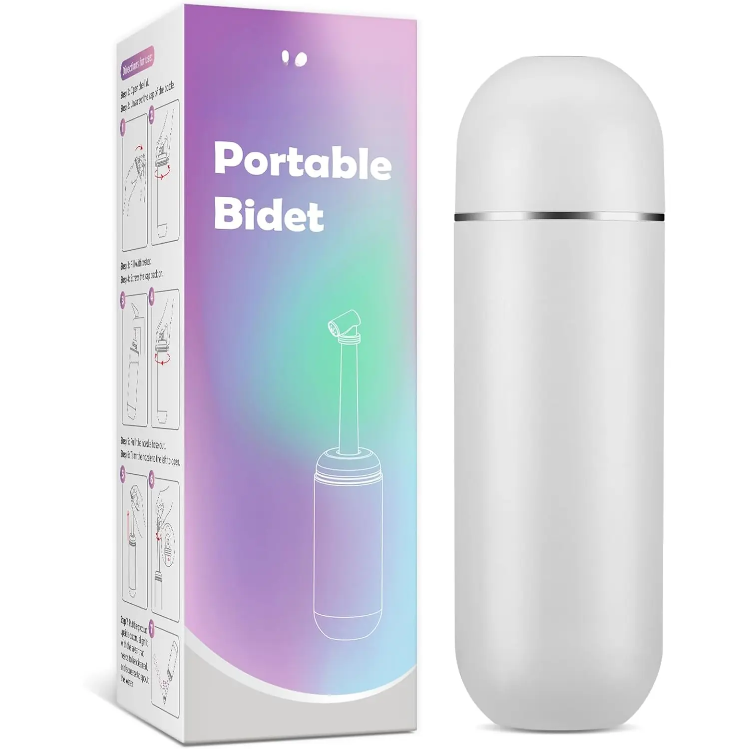 Portable Bidet for Travel: Handheld Sprayer Kit - Personal Hygiene Peri Bottle for Women & Men |  &  Care Essentials | 380mL (12.8 oz) Large Capacity Bottle | EPB-01 Grey