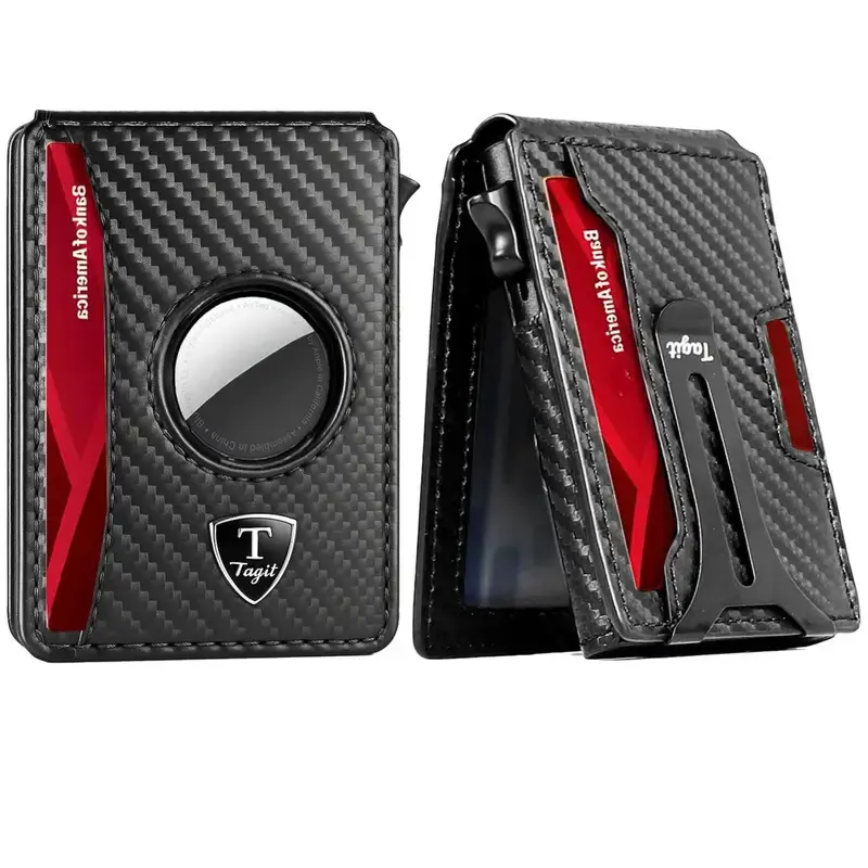 Slim Airtag Bifold Wallet for Men, Minimalist Bifold with Pop-Up Card Holder, RFID Blocking, Premium Gift Box Included | Sleek, Secure & Stylish Everyday Wallet (Airtag Not Included)
