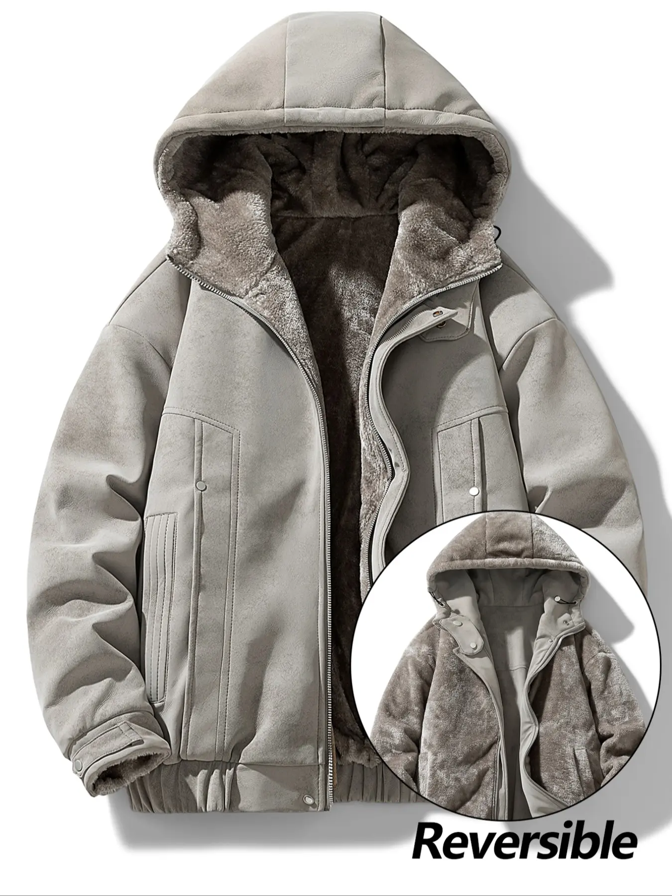 Men's Oversized Reversible Jacket Alert! Two Looks in One, Ultra-Cozy & Baggy Fit – Perfect for Layering, Style Swaps Anytime! Must-Have Streetwear Essential for Winter & Beyond