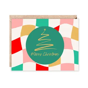Merry Christmas Checkered Greeting Card