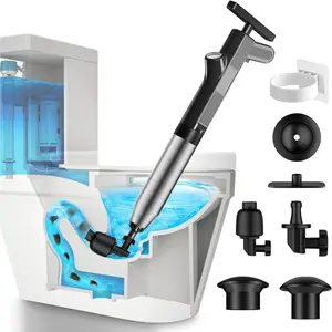 Electric Toilet Plunger, Industrial Strength Air  Drain Blaster, Professional Grade Clog Remover for Bathroom Sink Shower Toilet Drain Systems - Black