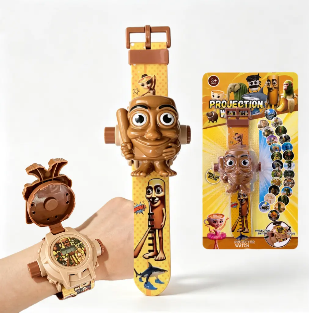 Tung Tung Tung Sahur Watch, Italian Brainrot Kids Digital Projector Watch with 24 Image Slides, Adjustable Character Strap Toy for Kids Teens Adults