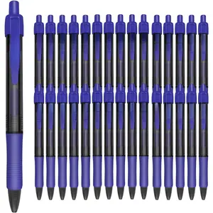 Gel pens, 30 Pack Blue Pens Fine Point, No Smear Ink Pens for Left Hand, Click Pens Bulk, Retractable Rollerball Pens for Smooth Writing, 0.5MM, Navy Blue Ink
