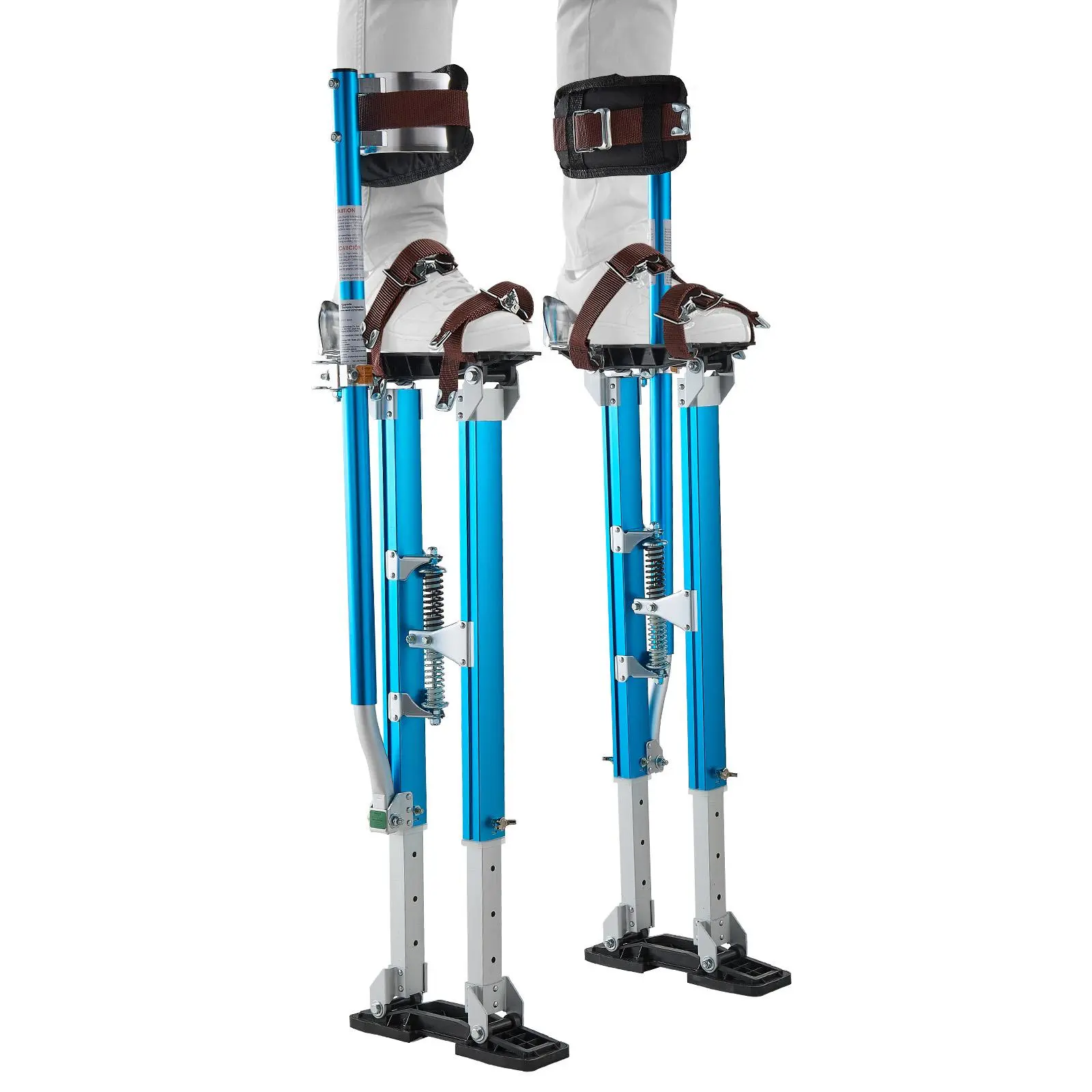 【SummerFinds】VEVOR Drywall Stilts, 24.2–40.3 Inch Adjustable Aluminum Painter Stilts, 228 lbs Load Capacity, Non-Slip Rubber Feet, Dual Spring Shock Absorption, Comfortable Leg Straps for Painting, Decoration,Blue