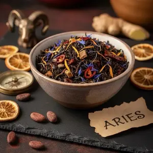 Aries Zodiac Line Hand Blended Caffeinated Looseleaf Tea Blend with Chocolate & Orange Notes