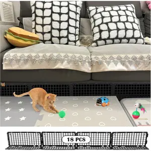 8 Pack Under Bed Blockers for Pets Easy to Install Black Plastic Under Couch Blocker 6.5" H X 14.5" L Prevents Dogs Cats Toys from Getting Under Sofa or Furniture