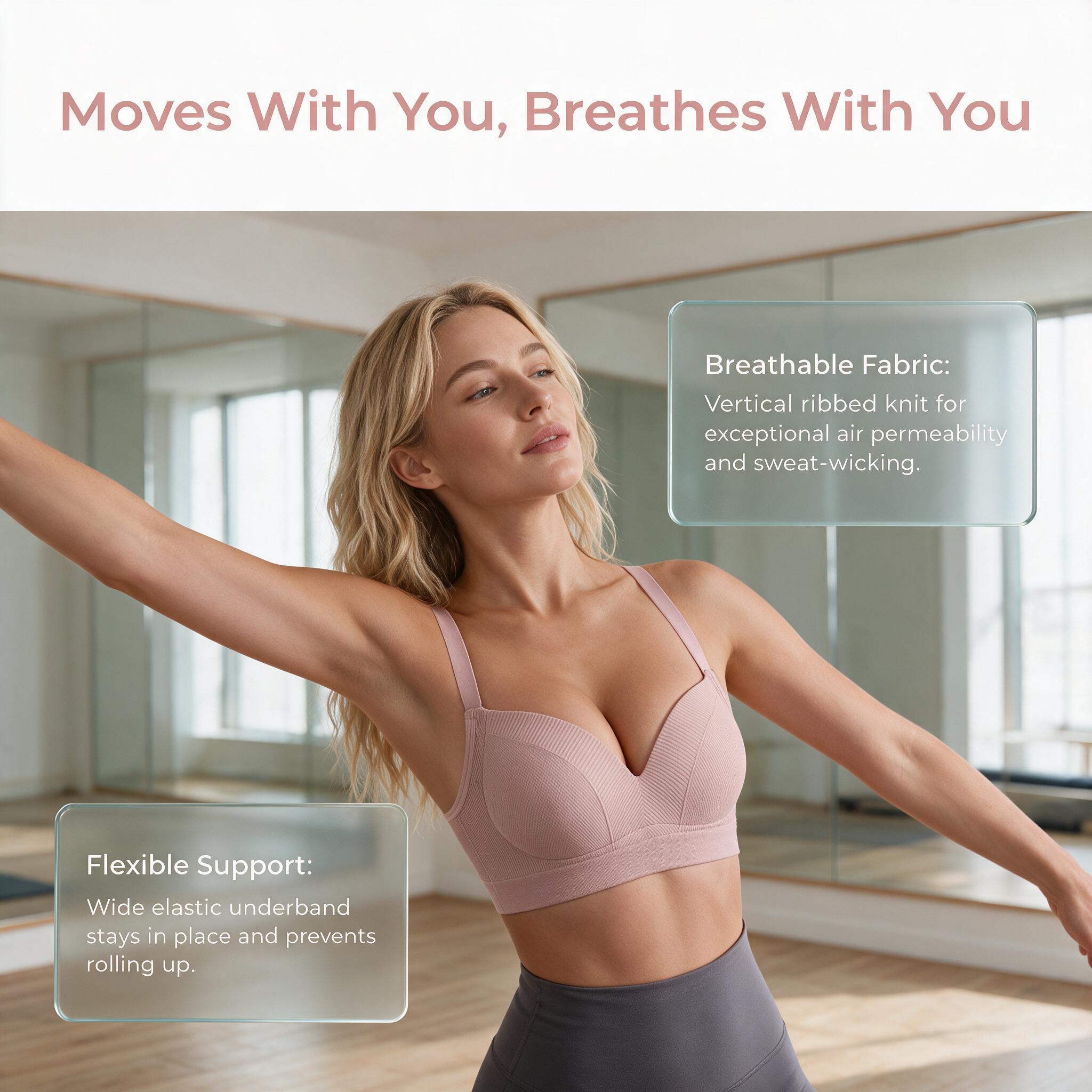 Women's 3-Pack Wireless Seamless Ribbed V-Neck Bralettes Stretch Adjustable Thin Strap Everyday Lounge Bras