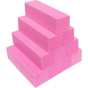 10 Pcs Nail Buffer Block for Acrylic and Natural Nails, 4 Sided Sanding Buffers for Gel Nails Fingernail Shine Buffing Filer Set, Professional Manicure Polisher Buffer Bulk Medium Grit (Pink)
