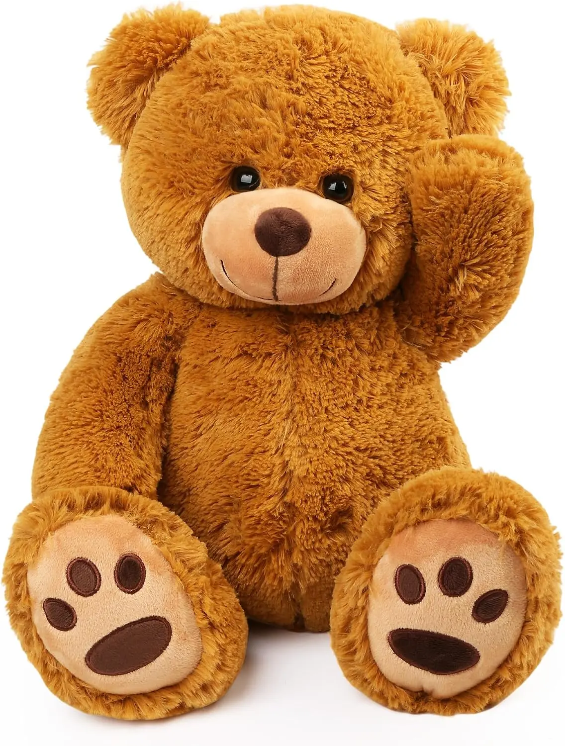 LotFancy Teddy Bear Stuffed Animals, 20 inch Soft Plush Toy, Brown | Cute Footprint Plushie For Easter And Birthday Gifts, Soft Huggable Toy For Toddlers Cuddling, Snuggling & Bedtime