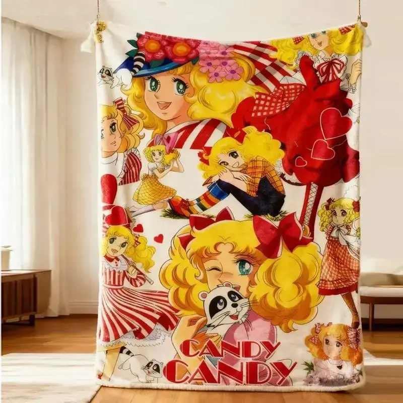 Candy Candy Vintage Retro 80s Japanese-Themed Flannel Blanket - Ultra Soft, Cozy Warm Cartoon & Anime Panel Blanket for Bedroom Couch, Home Decor, Perfect Gift for Anime Lovers, Cartoon Blankets, Anime Panel Blankets