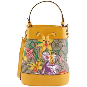 Pre-owned GUCCI GG Canvas Shoulder Bags Ophidia GG Supreme Bucket Bag in Yellow