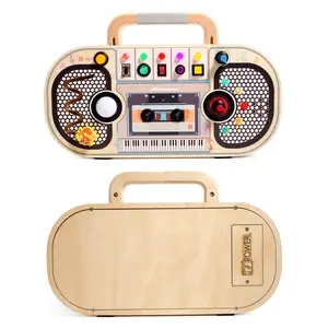 Happy Busy Board Montessori Wooden Busy Board with Multiple LED Light Switches Sensory Toy for Babies and Toddlers Over 1 Year Old Travel Toy