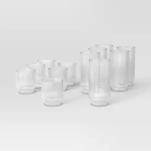 12pc Mixed Ribbed Cassin Tumbler Set - Threshold