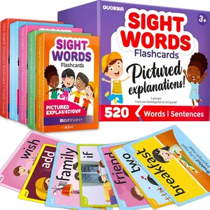 QUOKKA 520 Sight Words Flash Cards with Images & Sentences – Based on Dolch Sight Words Lists for Reading Fluency – Kindergarten Flash Cards for Pre-K to 3rd Grade - Color-Coded Vocabulary Set