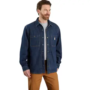 Denim Fleece Lined Snap-Front Shirt Jacket