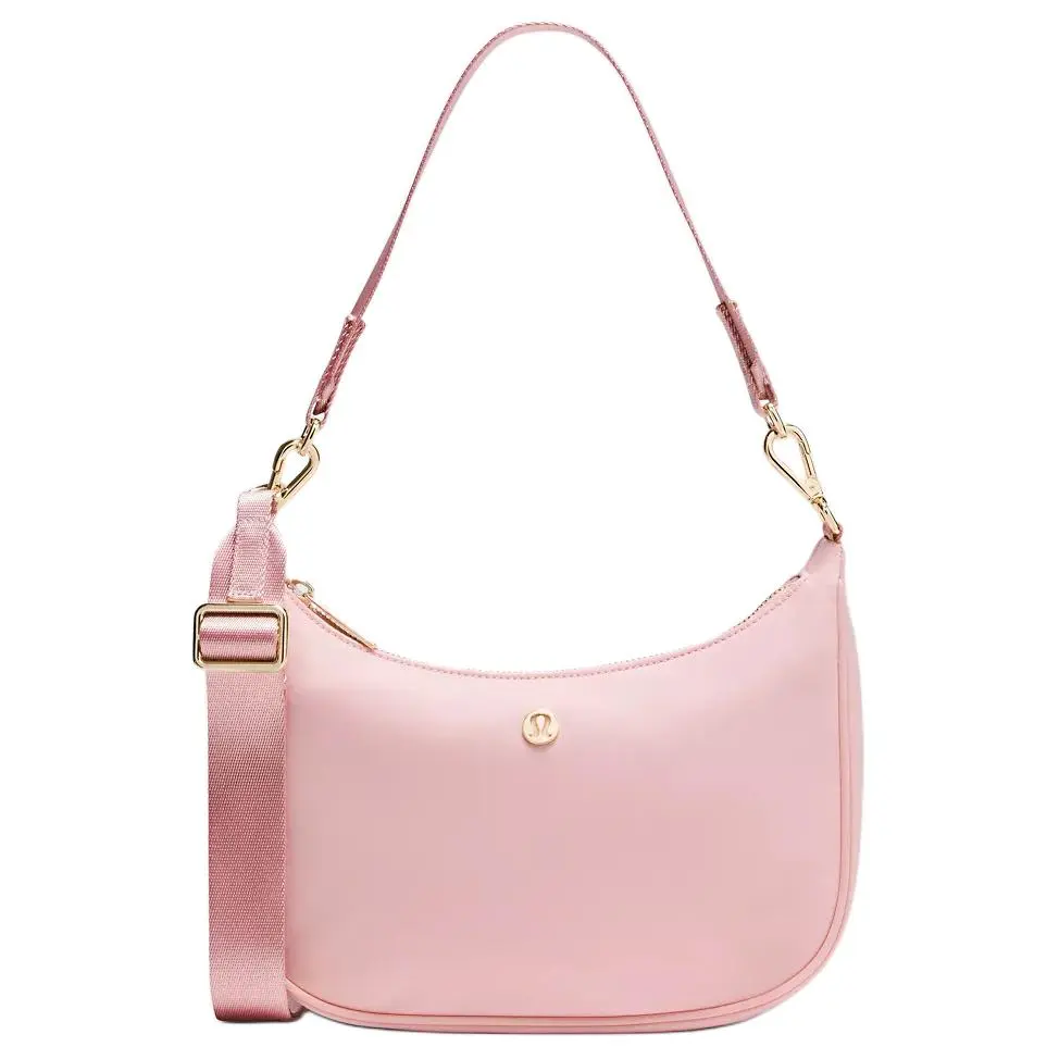 Women's Lululemon City Essentials 3L Logo Casual Crossbody Bag, Pink Mist, Recycled Nylon Material