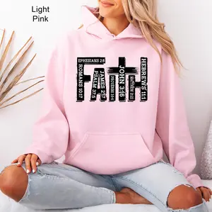 Men's Stylish Thick Long-Sleeve Hoodie Sweatshirt - Unisex Cotton-Polyester Pullover Tops with Faith in God Embroidery Decoration, Kangaroo Pocket, Scripture Print, Christian Gift