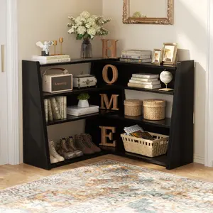Reversible Bookshelf, Adjustable Corner Bookshelf for Small Spaces, Small Ladder Book Shelf, Extendable Wood Narrow Bookcase for Living Room, Bedroom