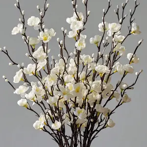 12 Pcs Artificial Wintersweet Flowers, Long Stem Fake Wax Plum Blossom, Faux Floral Arrangement for Home Decor, Wedding Party, Home Decor Accessory