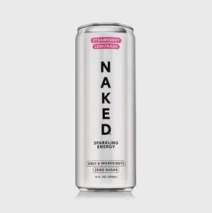 Naked Sparkling Energy Strawberry Lemonade - 12 Cans, 200mg Organic Caffeine, Vegan, Gluten-Free, No Artificial Sweeteners - Only 6 Ingredients
