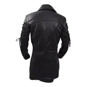 New Steampunk Men's Gothic Trench Coat Leather Jacket Punk Style Biker Jacke Autumn Winter Motocycle Jacket