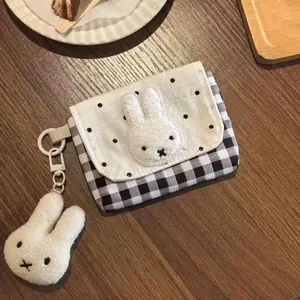 New Kawaii Miffy Rabbit Wallet Student Portable Cartoon Plush Key Bag Cute Storage Earphone Bag Girl Gift