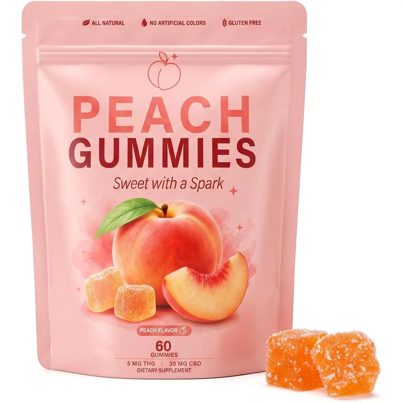 Spicy Peach Gummy Cubes, Maca Root & Horny Goat Weed for Energy, Vitality | Fun Treat for Men, Women & Social Moments - 60 pcs