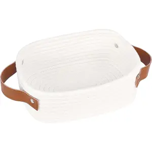 Small Storage Basket, Mini Rope Woven Baskets, Cute Shelf Closet Storage Organizer, Boho Decorative  Bin for , Living Room, , Empty  Baskets - XS, White