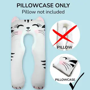 LUNAMIRA Original Replacement Body Pillow Cover – Cat Design, Ultra-Soft Micro Plush Fleece, Double-Sided, Breathable & Skin-Friendly, Washable, with Zipper Closure