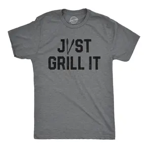 Mens Just Grill It T Shirt Funny Summer Cookout Grilling Tongs Text Tee for Guys Mens Funny T Shirts Cool Vintage Fashion T-Shirt Gift Classic Menswear Funny Food Short Sleeve Novelty Tees for Guys Dark Grey