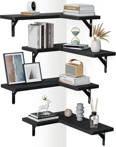 Corner Floating Shelves, Set of 4 Corner Wall Shelves, Shelves for Wall Decor, Corner  Shelves for  Decor, Office, Bedroom, Bathroom, Laundry Room, Kitchen, Black