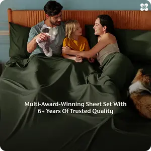 Bedsure 100% Cooling bamboo Sheet Set,  Rayon Derived from Bamboo, PureWoven, Breathable & Soft, Deep Pocket Up to 16 Inches, Hotel Luxury Silky Bedding for Hot Sleepers, Wrinkle, Fade Resistant