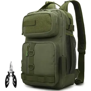 New Fishing Backpack - Tackle Sling Bag- Fish Gear Bags with Rod Holder and Fishing Plier (Green)
